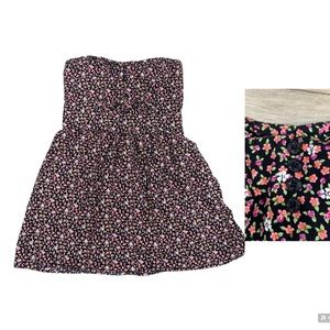 BeBop Ditsy Floral Strapless Button Detail Flattering Ruffle Top Blouse XL